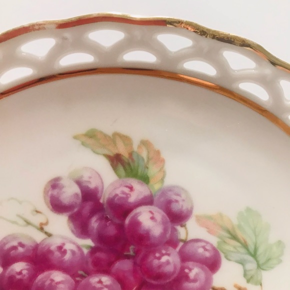 Vintage Bavarian Royal Hanover Fruit Plate Reticulated Rim Gold Trim 7.5” - Picture 2 of 7
